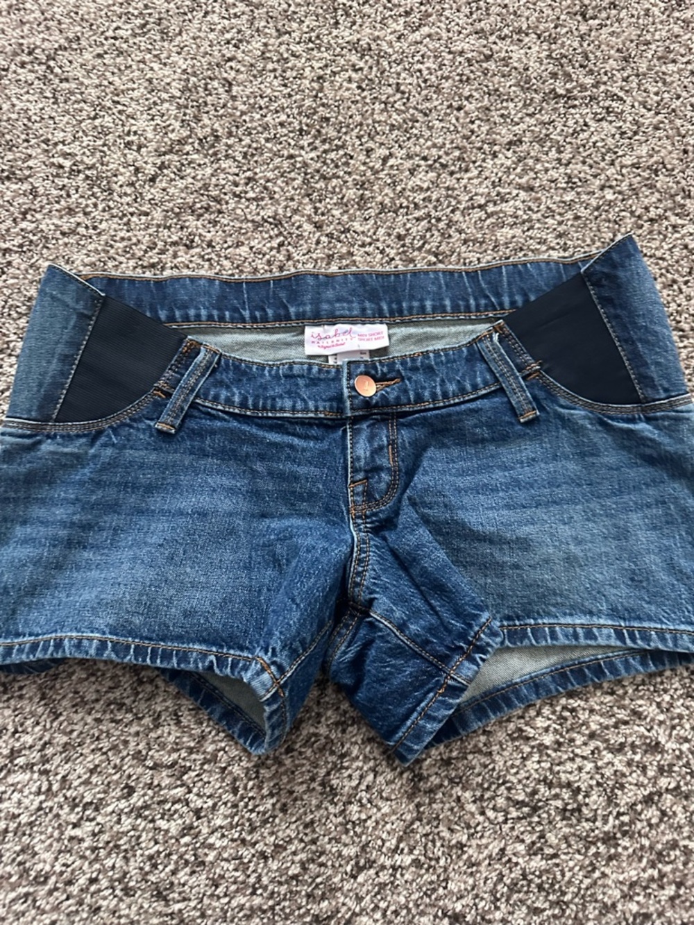 Isabel Maternity by Ingrid & Isabel Blue Denim Shorts with Black Panels